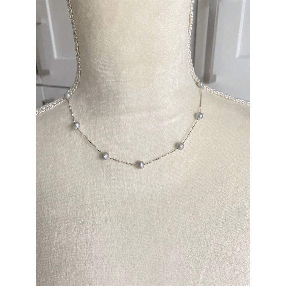 Indigo Falls Cultured Freshwater Pearl Sterling Silver Necklace Gray